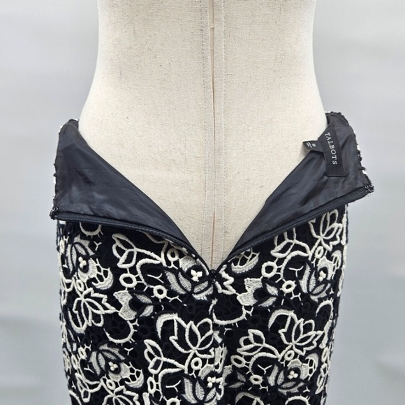 Talbots Floral‎ Lace Overlay Black & White Pencil Skirt Size 10 EUC - Picture 5 of 11